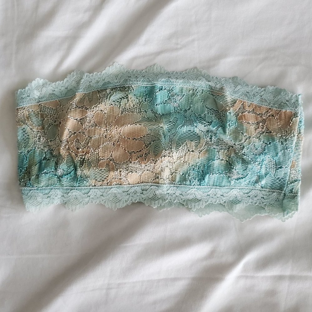 NWOT Blue & Gold Lace Bandeau, M